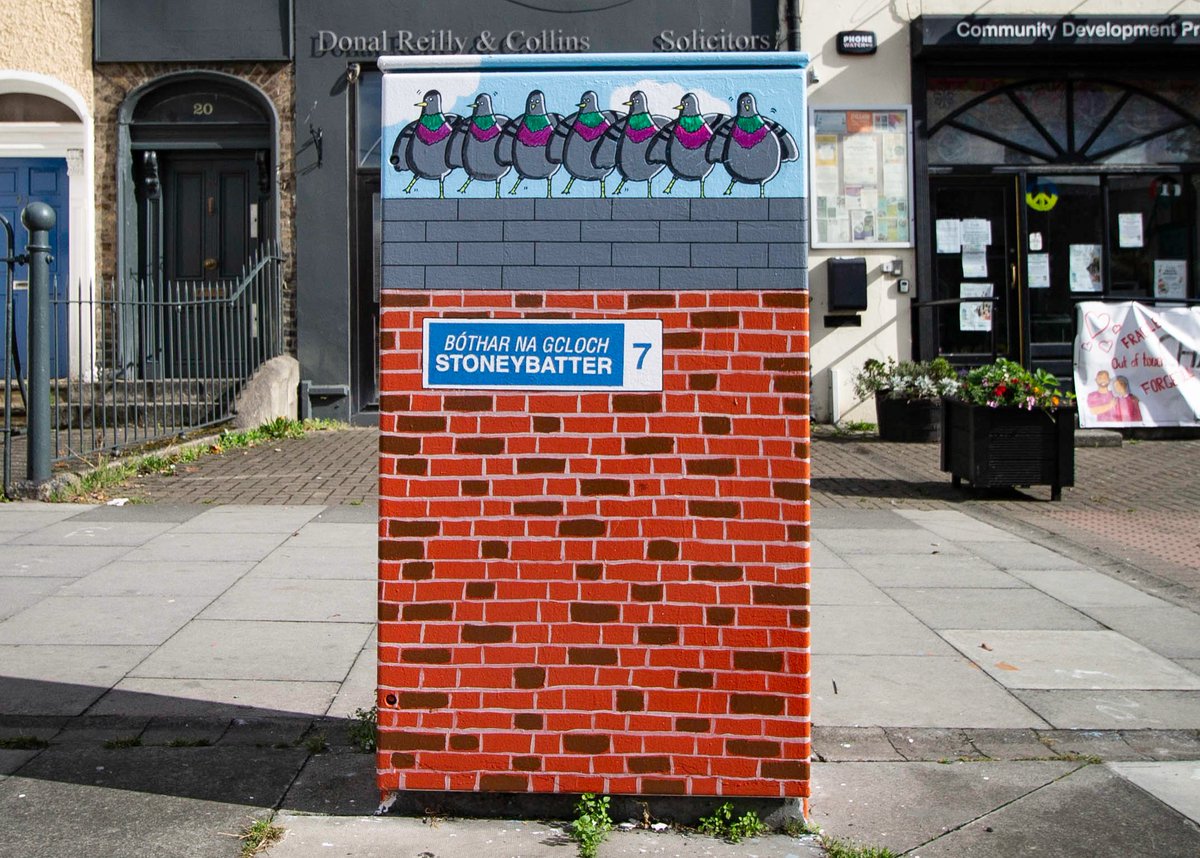 Striking new artwork ‘Punk Pigeons’ by illustrator &amp; designer Noooznog. Artwork located at Manor Street, Stoneybatter, Dublin 7 <a href="/DubCityCouncil/">Dublin City Council</a>