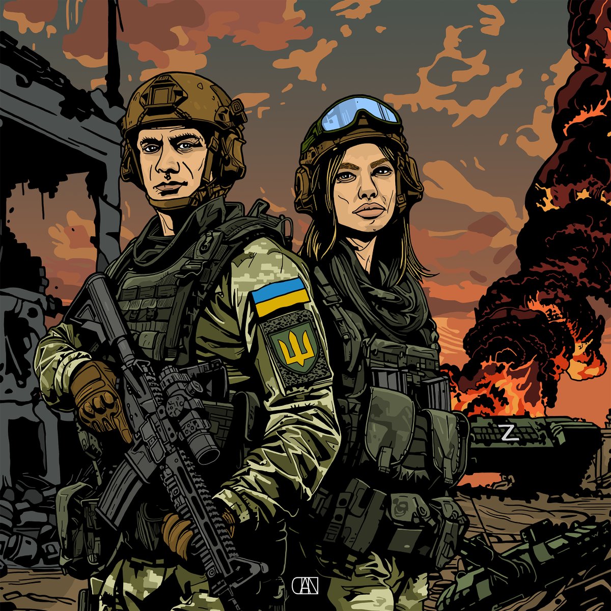 UnderdogUa's tweet photo. Digital Art: @AlighieroDante 

Today we remember those who carry Ukraine on their shoulders - our defenders. They fight every day so that we can live in peace. They have no right to be weak when the world turns away and the enemy breathes down their necks.

1/2 https://t.co/DoLXXr5mkR