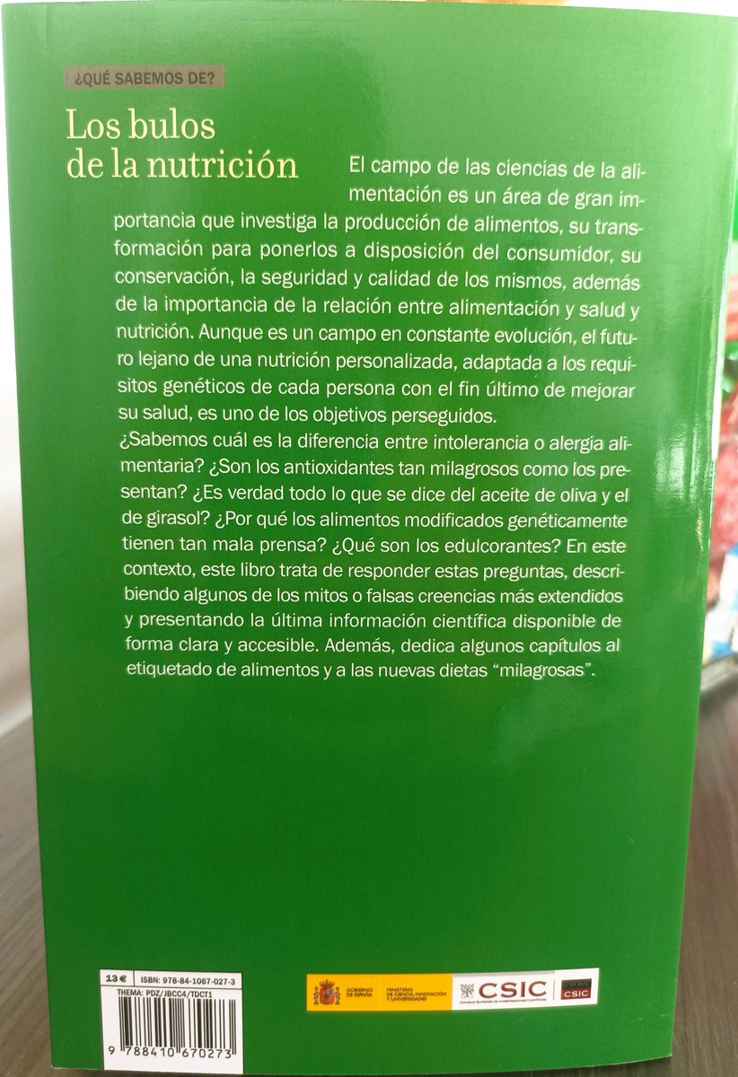 Miguel Herrero (@mherrero_0n) on Twitter photo ¿Te interesa el tema de la alimentación y lo que ésta realmente puede o no puede hacer por tu salud?
Este nuevo libro de <a href="/CatarataLibros/">Libros Catarata</a> y <a href="/EditorialCSIC/">Editorial CSIC</a> de la colección ¿Qué sabemos de? aborda algunos de los bulos q circulan en relación a la nutrición.
csic.es/es/ciencia-y-s… ¿Te interesa el tema de la alimentación y lo que ésta realmente puede o no puede hacer por tu salud?
Este nuevo libro de <a href="/CatarataLibros/">Libros Catarata</a> y <a href="/EditorialCSIC/">Editorial CSIC</a> de la colección ¿Qué sabemos de? aborda algunos de los bulos q circulan en relación a la nutrición.
csic.es/es/ciencia-y-s…