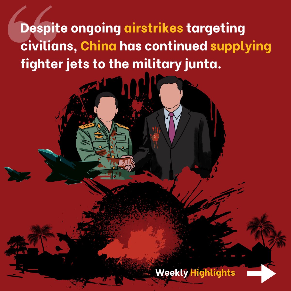 PVamplify's tweet photo. #Myanmar military receives 6 more ✈️ from 🇨🇳 as reported by @IrrawaddyNews here: https://t.co/uN3N8VBDci

Despite ongoing airstrikes on civilians, China continues to supply fighter jets to the junta, profiting from the junta's terror campaign.

Read more: https://t.co/4fdFm6Y9Ix https://t.co/oR9MkurOJ5