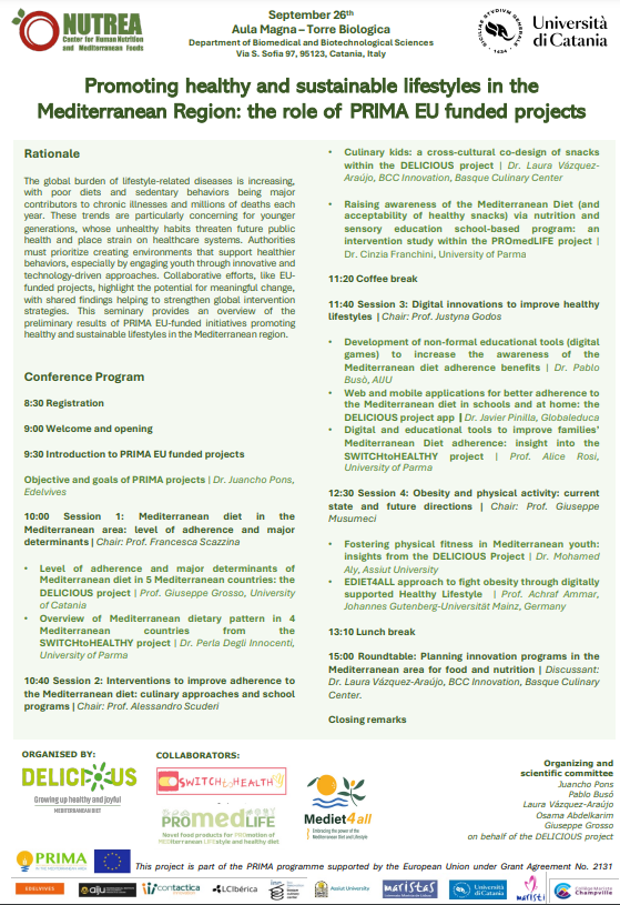 SWITCHtoHEALTHY_EU (@switchtohealth1) on Twitter photo During the workshop “Promoting healthy and sustainable lifestyles in the Mediterranean Region:the role of <a href="/PrimaProgram/">PRIMA Program Mediterranean Partnership 🇪🇺</a> projects,”held on Sept.26th at the <a href="/uni_ct/">Università Catania</a> Prof. <a href="/Frasca74/">Francesca Scazzina</a> and Researchers <a href="/alicerosi/">Alice Rosi</a> and <a href="/perla_degliinn/">Perla Degli Innocenti</a> (<a href="/unipr/">Università di Parma</a>) presented reports from #SWITCHtoHEALTHY During the workshop “Promoting healthy and sustainable lifestyles in the Mediterranean Region:the role of <a href="/PrimaProgram/">PRIMA Program Mediterranean Partnership 🇪🇺</a> projects,”held on Sept.26th at the <a href="/uni_ct/">Università Catania</a> Prof. <a href="/Frasca74/">Francesca Scazzina</a> and Researchers <a href="/alicerosi/">Alice Rosi</a> and <a href="/perla_degliinn/">Perla Degli Innocenti</a> (<a href="/unipr/">Università di Parma</a>) presented reports from #SWITCHtoHEALTHY