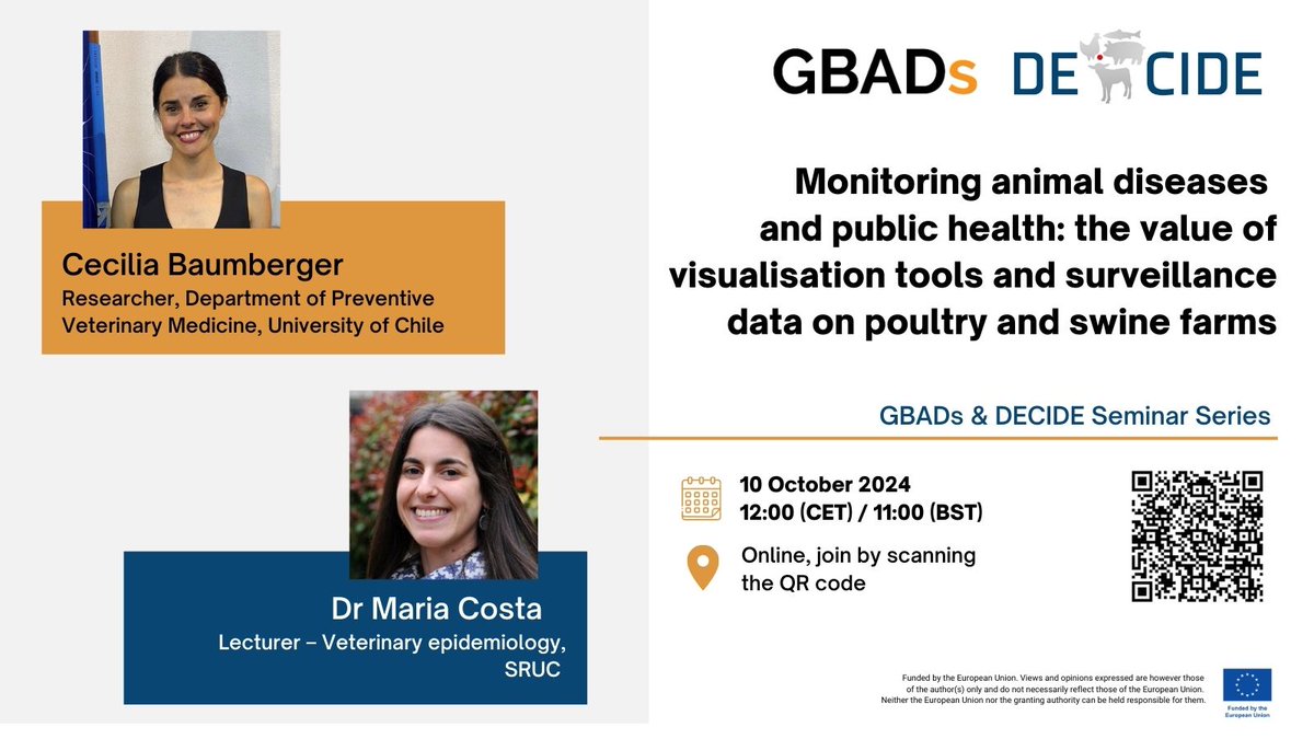 Join us at our next webinar hosted by Maria Costa and Cecilia Baumberger!
📢 GBADs &amp; DECIDE Seminar Series #6
📅 October 10, 2024, at 12:00 (CEST) / 11:00 (BST)
🔗 No registration is needed, join on Zoom here: lnkd.in/dnf73CQW