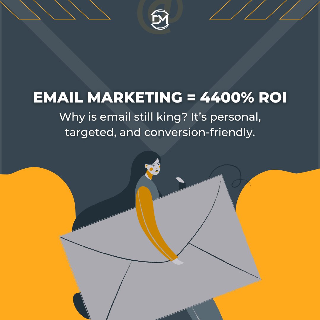 Digital_Maxima's tweet photo. Still sleeping on email marketing? βοΈ
With a 4400% ROI, thatβs $44 for every $1 spent! π²
It's personal, targeted & conversion-friendly. Ready to boost your game?
Connect at https://t.co/TeZ8e8Hgb3!
#EmailMarketing #MarketingStrategy #DigitalMaxima https://t.co/ajxRJRfaST