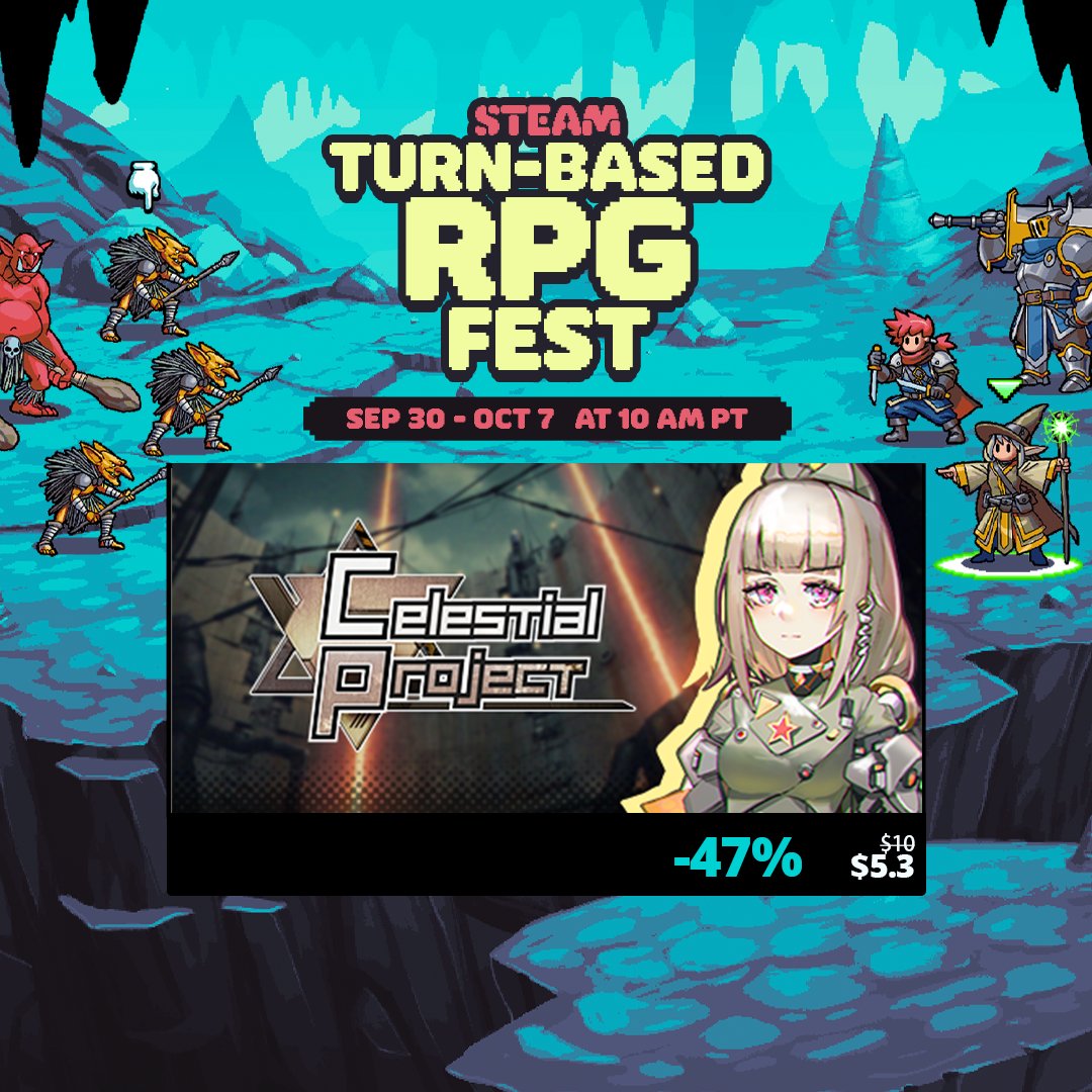 KumaPawStudio's tweet photo. #CelestialProject join Steam's #TurnBasedRPGFest .
🎉Sales 47% off🎉
🐻Fight with Whie Bear Heavy Industries🐻

#indiegame #indiedev https://t.co/J4LoDsxJd4
