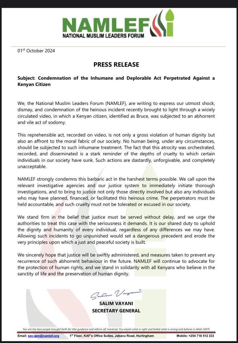 Honeyfarsafi's tweet photo. The National Muslim leaders forum has condemned what happened to Bruce
#JusticeForBruce https://t.co/gNcyDZlIe9