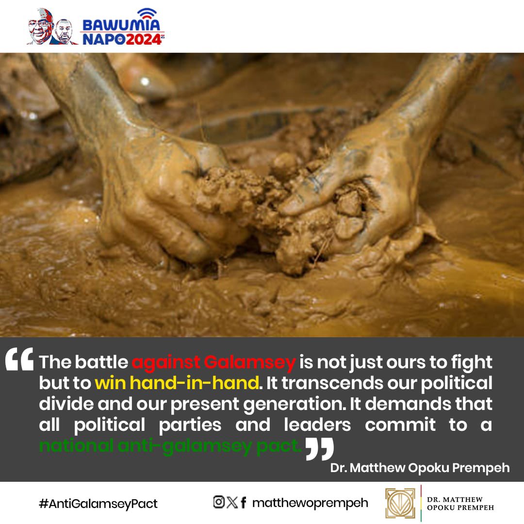 A progressive and sustainable conversation on the Mining Regime in Ghana is very critical! 

 #AntiGalamseyPact
#Napo 
#BoldSolutionsforthefuture