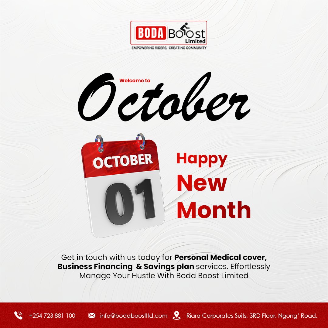Bodaboost254's tweet photo. 🌟 October is here! Secure your future with our medical insurance and business financing services. Let’s set you up for success! 💼💙 #Insurance #BusinessFinancing #OctoberOpportunities https://t.co/XYOtDP8Eft