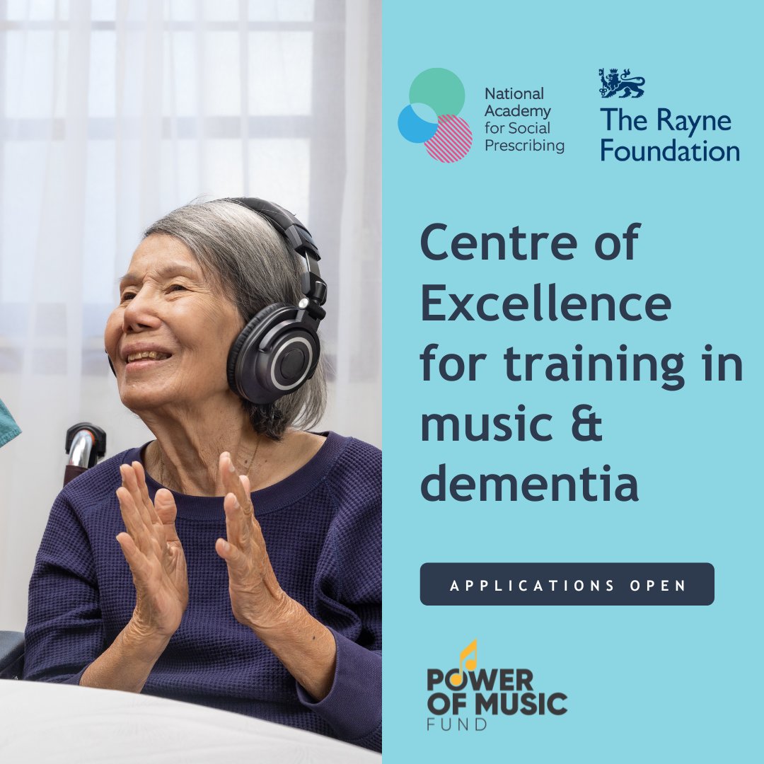 The National Academy for Social Prescribing (@nasptweets) on Twitter photo Expression of interest is now open for the Centre of Excellence for training in music & dementia!
Part of NASP's #PowerOfMusicFund & supported by the <a href="/RayneFoundation/">The Rayne Foundation</a> this Centre will focus on enhancing workforce integration of music into dementia care: ow.ly/fqgy50TzMjp Expression of interest is now open for the Centre of Excellence for training in music & dementia!
Part of NASP's #PowerOfMusicFund & supported by the <a href="/RayneFoundation/">The Rayne Foundation</a> this Centre will focus on enhancing workforce integration of music into dementia care: ow.ly/fqgy50TzMjp