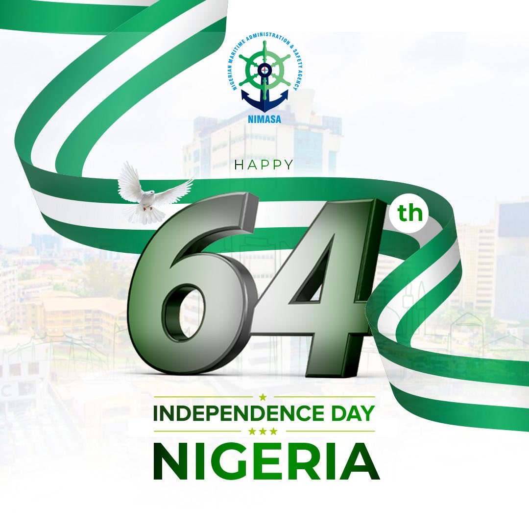 Happy Independence Day from all of us at the Nigerian Maritime Administration and Safety Agency,NIMASA.⁦<a href="/officialABAT/">Bola Ahmed Tinubu</a>⁩ ⁦<a href="/nimasaofficial/">NIGERIAN MARITIME ADMNISTRATION & SAFETY AGENCY</a>⁩ ⁦<a href="/democracynow/">Democracy Now!</a>⁩ ⁦<a href="/OfficialAPCNg/">APC Nigeria</a>⁩ ⁦<a href="/PremiumTimesng/">Premium Times</a>⁩ ⁦<a href="/nnpclimited/">NNPC Limited</a>⁩