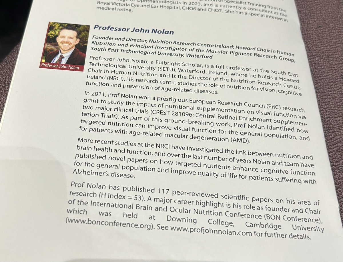 eyedoctorsIRL's tweet image. Guest speaker Prof John Nolan explains the ‘Role of #Nutrition in #ProtectingVision - Evidence for Targeted Nutrition to Improve #VisualFunction #eyecareinfocus24 #NutritionResearchCentreIreland