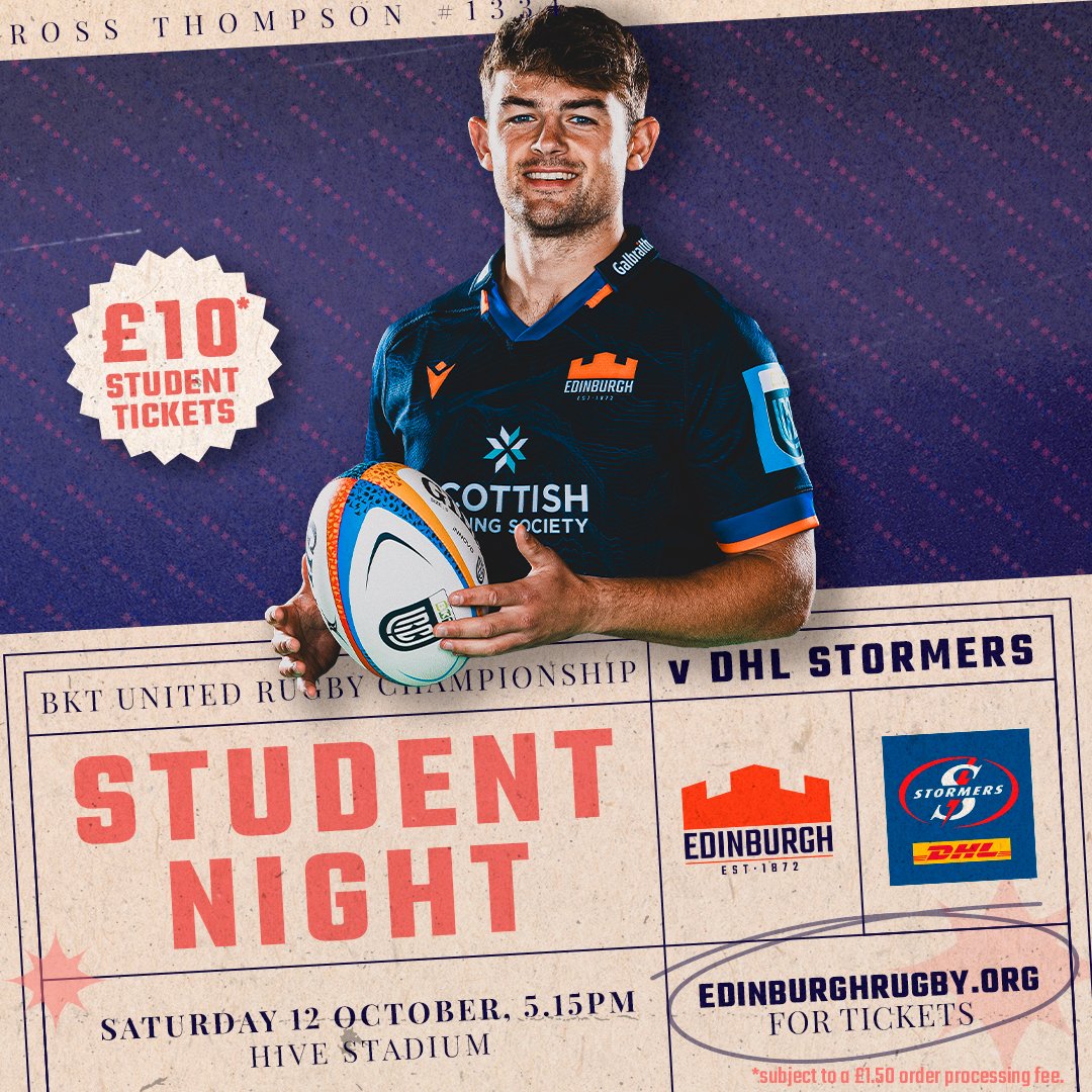 UoE Sport (@uoesport) on Twitter photo It’s Student Night at Hive Stadium 💥
Don’t miss your chance to watch the huge clash between <a href="/EdinburghRugby/">Edinburgh Rugby</a> and DHL Stormers on Saturday 12 October.
⏳ Book your discounted student tickets before they sell out: bit.ly/ERStoUofE It’s Student Night at Hive Stadium 💥
Don’t miss your chance to watch the huge clash between <a href="/EdinburghRugby/">Edinburgh Rugby</a> and DHL Stormers on Saturday 12 October.
⏳ Book your discounted student tickets before they sell out: bit.ly/ERStoUofE