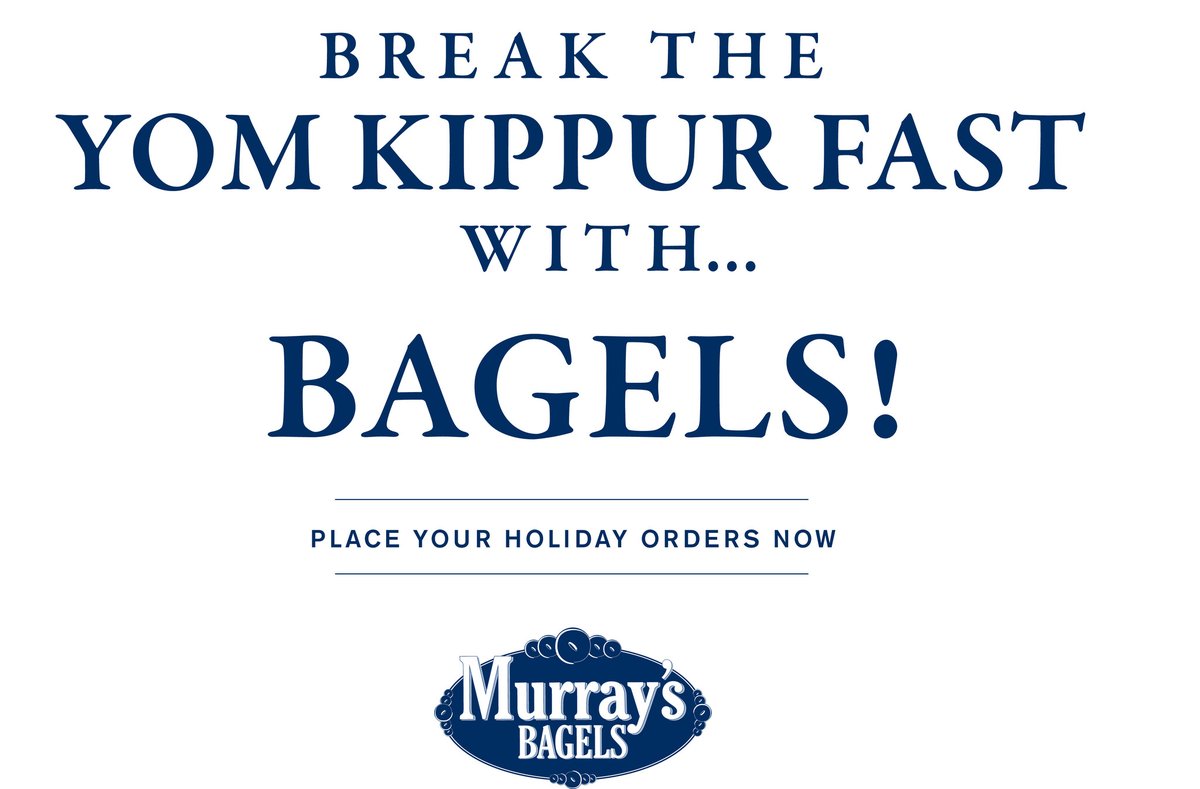 Get ready to break the Yom Kippur fast with delicious bagels! 
Place your orders now at murraysbagels.com/order