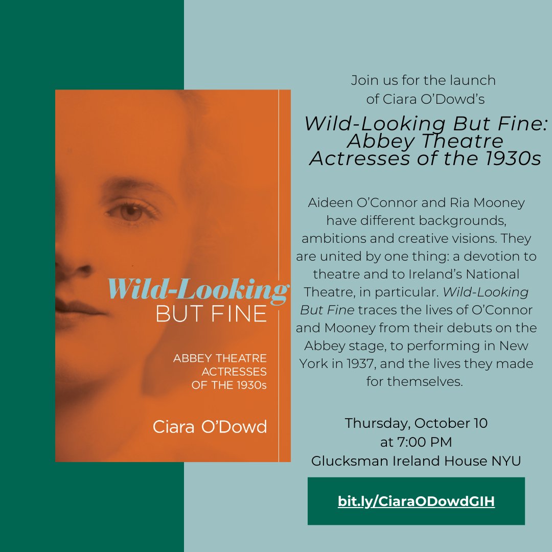 "These biographies offer a new perspective on Ireland in the 1930s, on the treatment of women... it is a reflection on how we can construct life stories from the disparate traces left behind."

We launch "Wild-Looking But Fine" at GIH on Oct. 10. Details: bit.ly/CiaraODowdGIH