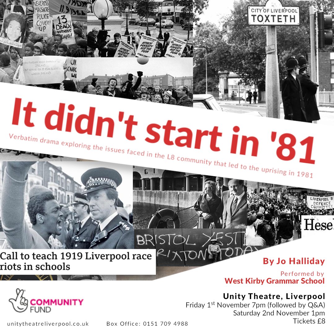 We can announce further performances of 'It Didn't Start in '81' at UNITY Theatre in Liverpool. Grab your tickets for Jo Haliday's production in the link below:

acc360.co.uk/unitytheatreli…

Performance dates: Friday 1st November 7pm / Saturday 2nd November 1pm