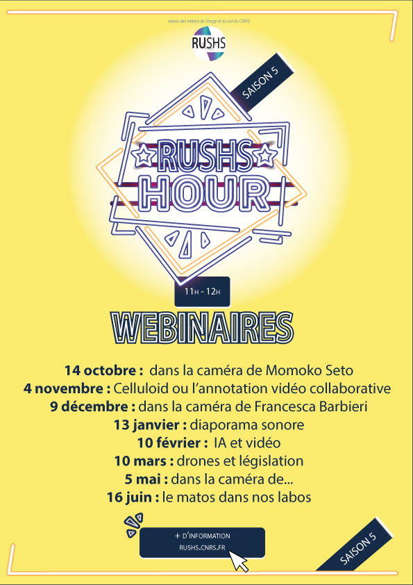 La saison des webinaires #RUSHS_HOUR du <a href="/ReseauRUSHS/">RUSHS - Le réseau des métiers de l'image et du son</a> reprend dès le 14/10 avec un nouveau format "Dans la camera de " avec <a href="/momoko_seto/">Seto Momoko</a> ! 📽️
🖊️Inscriptions : framaforms.org/webinaire-rush…