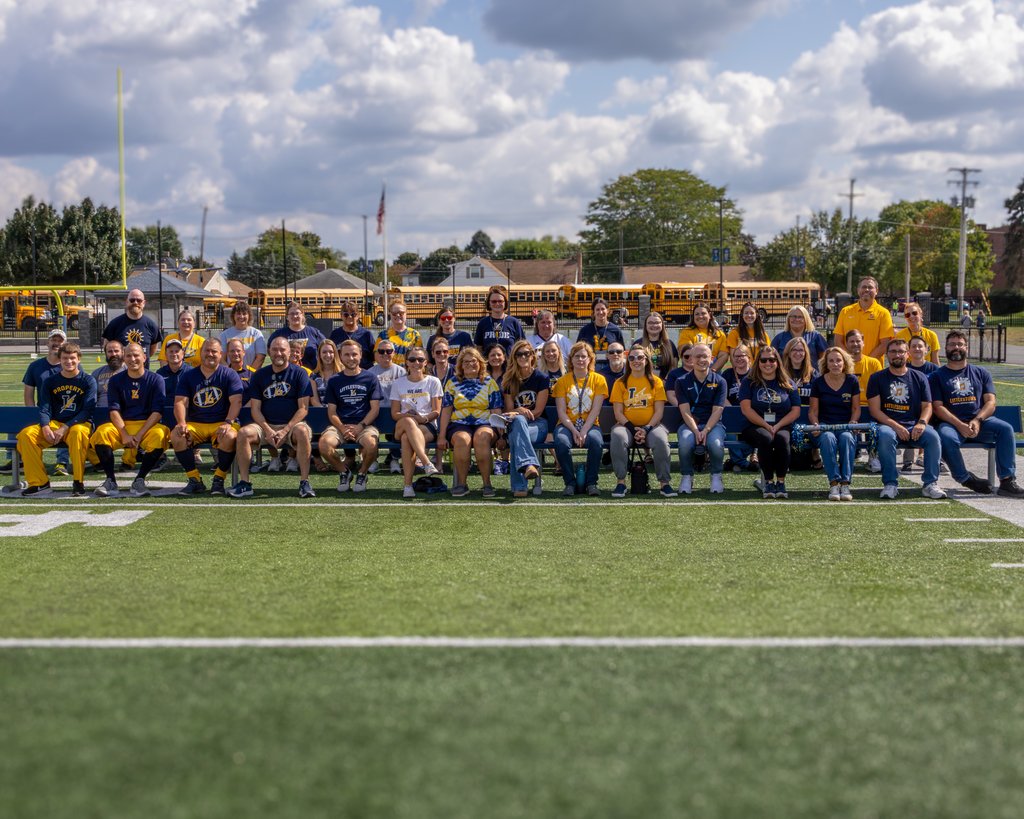 The Littlestown High School staff came together for a memorable group photo during the district pep rally.  Bolt Proud⚡