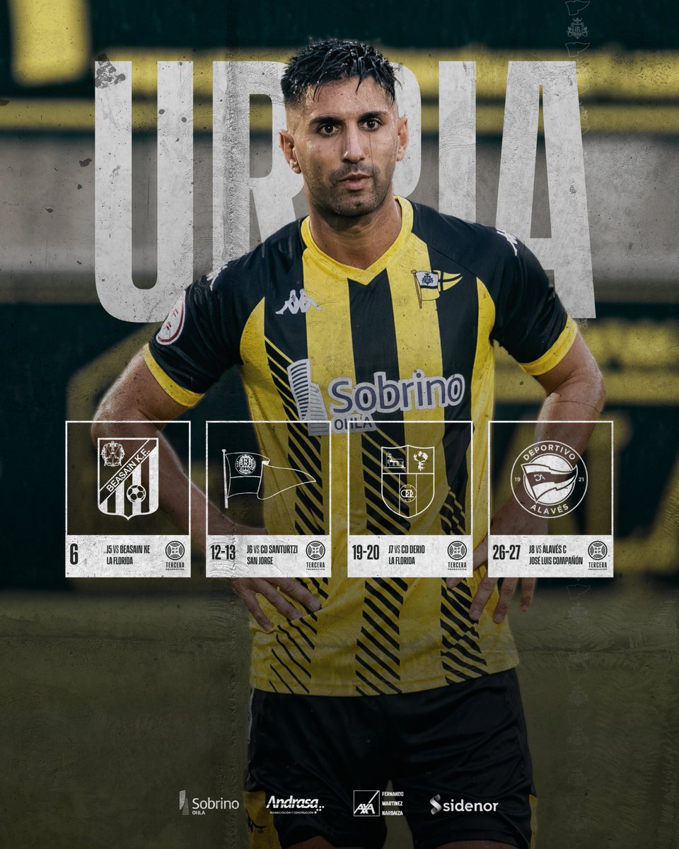 👋 𝐔𝐑𝐑𝐈𝐀

Disputaremos cuatro partidos en este mes de octubre.

#aupaPORTU 💛🖤