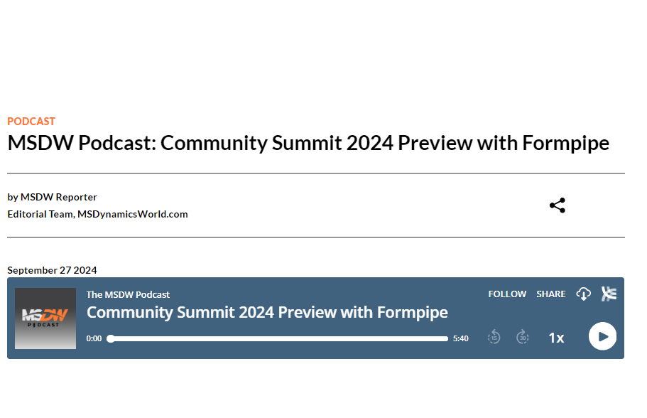 msdynamicsworld's tweet image. MSDW Podcast: Community Summit 2024 Preview with #Formpipe. msdynamicsworld.com/story/msdw-pod…