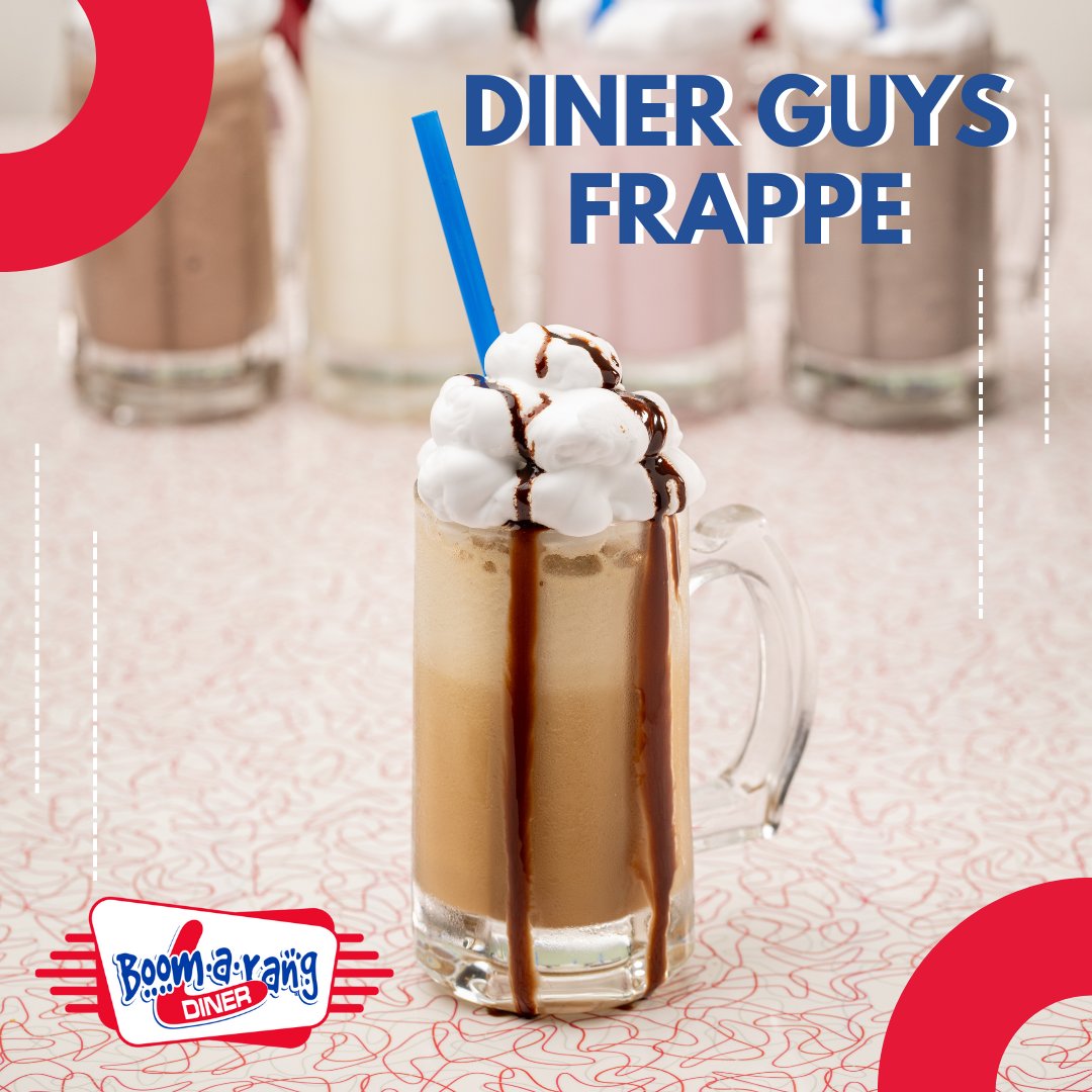 EatBoomarang's tweet photo. Experience the limited-time-only Diner Guys Frappe! Come indulge in the amazing coffee flavor. Only here for a short time, so get it while you can!

#BoomarangDiner #Wings #OklahomaFoodies #DinerFood https://t.co/BL2bMFUhTA