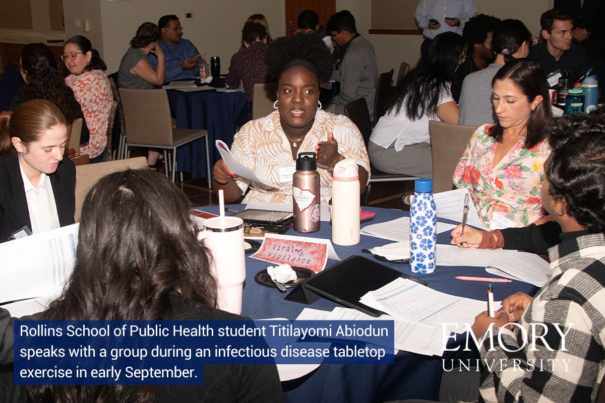 Emory Health (@emoryhealthsci) on Twitter photo Nearly 60 students and medical trainees from <a href="/EmoryRollins/">Emory Public Health</a> recently took part in a tabletop exercise that challenged them to work together to effectively respond to an infectious disease outbreak scenario. links.emory.edu/11n Nearly 60 students and medical trainees from <a href="/EmoryRollins/">Emory Public Health</a> recently took part in a tabletop exercise that challenged them to work together to effectively respond to an infectious disease outbreak scenario. links.emory.edu/11n