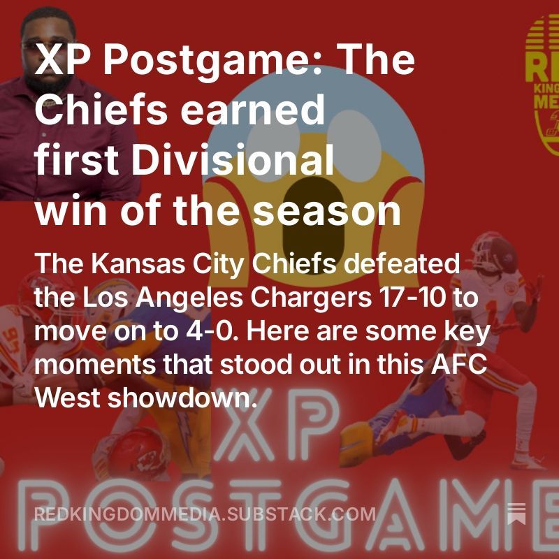 RedKingdomMedia's tweet photo. @DaleEFowler breaks down the Week 4 Victory against the Los Angeles Chargers!
📚 Dale's Article: https://t.co/klLEhm0h8z
Consider becoming a paid subscriber!
#ChiefsKingdom #BoltUp #Worhy #Rice #Hunt #Perine #Jones #Watson
@trueRodKC | @braxtonxdevoe | @CBP1996 https://t.co/PpTe91Vpnr