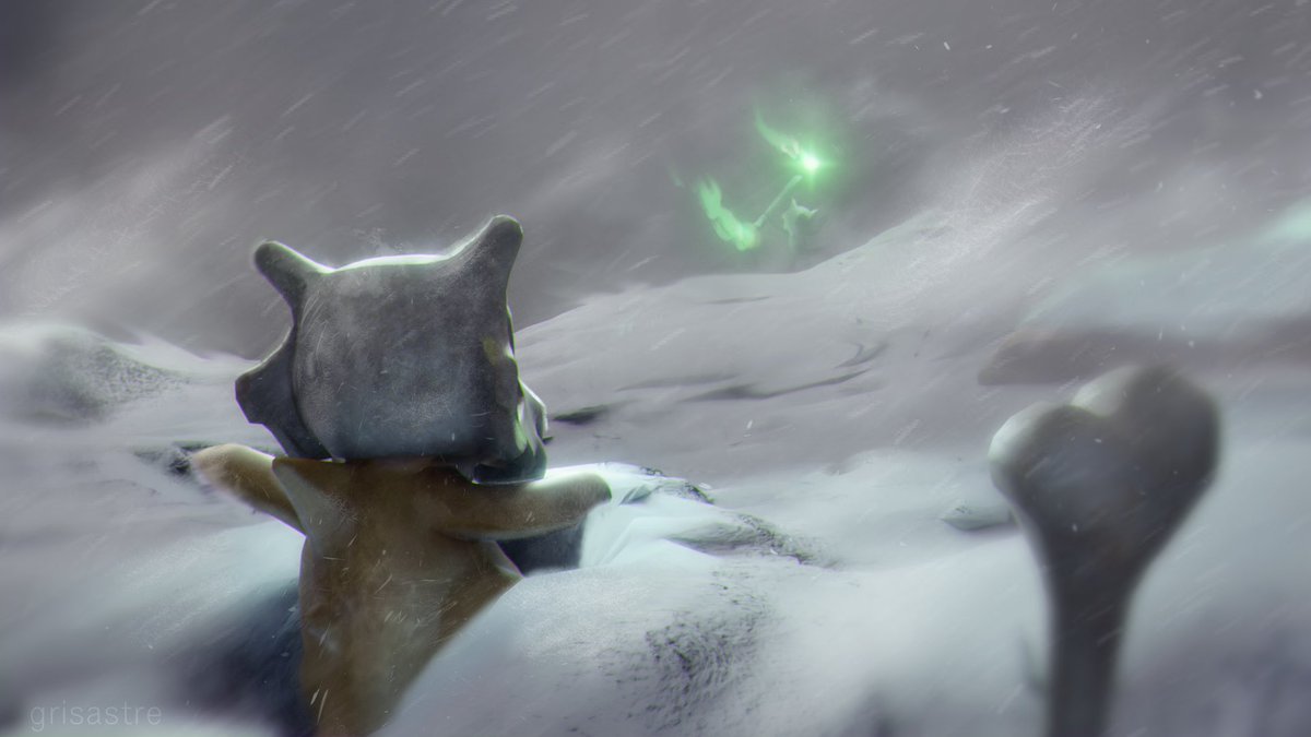 grisastre's tweet photo. blender #b3d render of Cubone and Alolan Marowak, for october https://t.co/g2QnwiVPHt