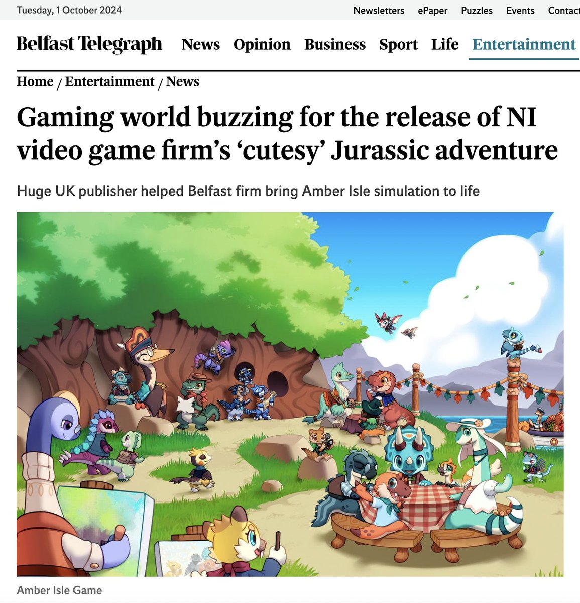 What a lovely mention of the game I was Lead Writer on, <a href="/AmberIsleGame/">Amber Isle 🔶 Out Now!</a>, in the <a href="/BelTel/">Belfast Telegraph</a>! Thanks so much guys 😊! tinyurl.com/28abnddu