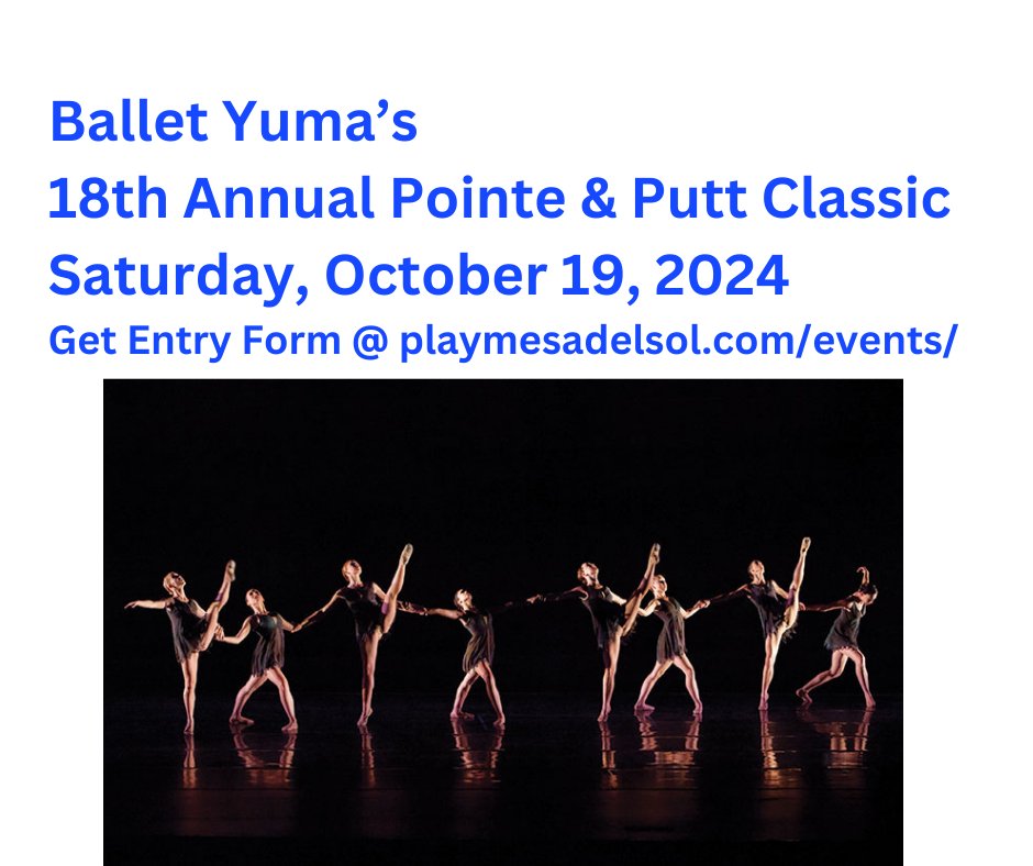 mesadelsolgolf1's tweet image. Ballet Yuma's 18th Annual Pointe &amp;amp; Putt Classic Golf Tournament will be Saturday October 19 at Mesa Del Sol Golf Club. Get your entry form in the Pro Shop or on our website at playmesadelsol.com/events/ #mesadelsol #balletyuma #yumagolf