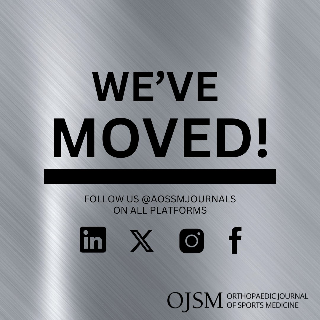 OJSM_SportsMed (@ojsm_sportsmed) on Twitter photo Same trusted research, now all in one place!
Follow <a href="/aossmjournals/">AOSSM Journals</a> for updates from the Orthopaedic Journal of Sports Medicine, and stay connected with the latest information in #sportsmedicine. Same trusted research, now all in one place!
Follow <a href="/aossmjournals/">AOSSM Journals</a> for updates from the Orthopaedic Journal of Sports Medicine, and stay connected with the latest information in #sportsmedicine.