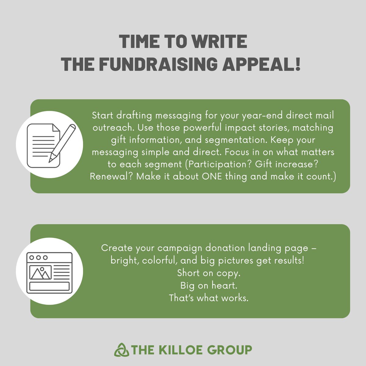 thekilloegroup's tweet photo. The Killoe Group has put together THE FINAL COUNTDOWN, a week-by-week plan to keep you focused on the fundraising activities that matter for end-of-year fundraising success. This week’s installment:

👉Get your copy of The Final Countdown here: https://t.co/1CEJ6c26Kz https://t.co/Uu9UWsgWQy