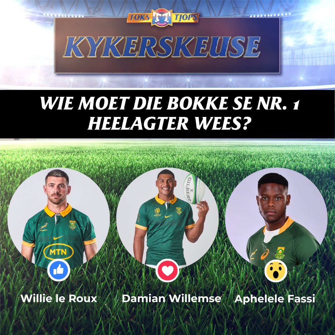 ToksnTjops's tweet photo. Nuwe Bloed in die Bokspan! En die groot vraag op almal se lippe... Wie moet daai #15 trui dra?
Is dit die ervare Willie le Roux, die die veelsydige Damian Willemse of die blitsvinnige Aphelele Fassi?

#TnT #heelagter #springbokke https://t.co/WSgBkMotXu