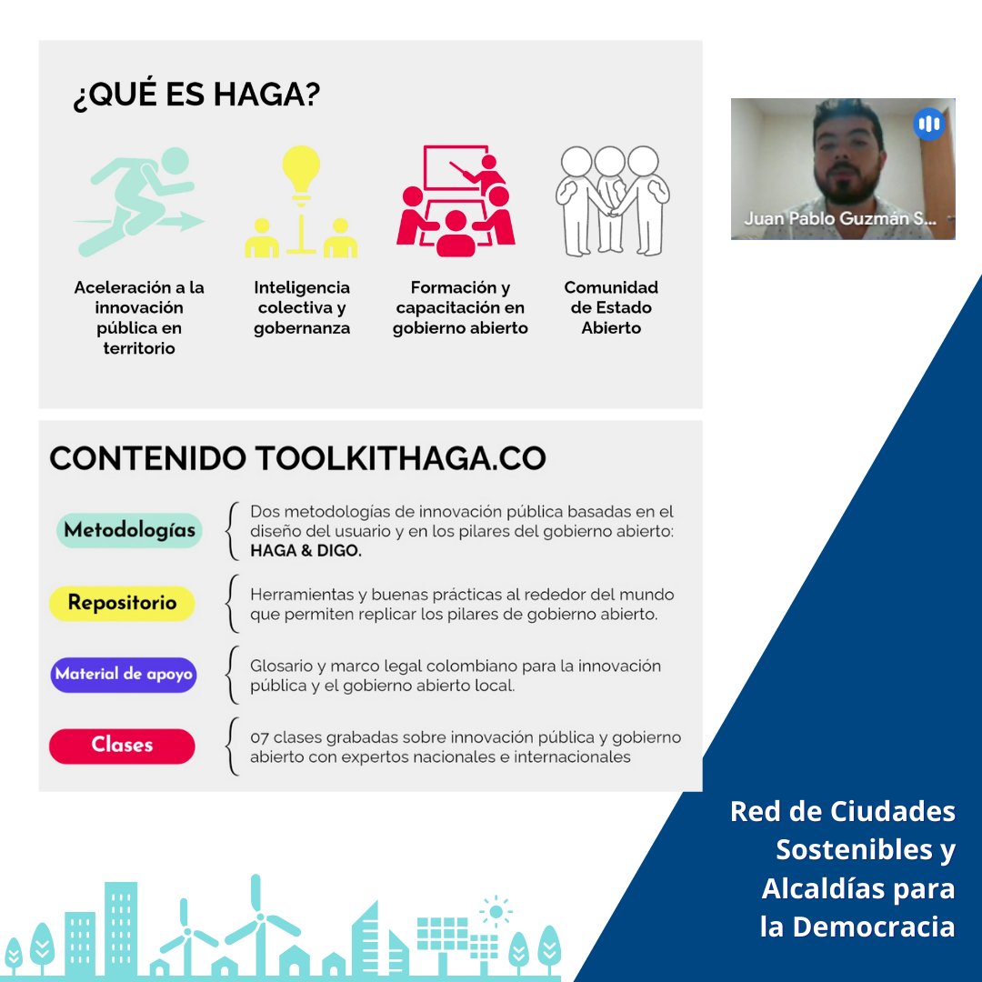 Durante esta sesión contamos con la exposición de Juan Pablo Guzmán y Aluna Serrano, quienes nos brindaron una explicación del trabajo que realizan desde Extituto y  nos mostraron su ToolkitHAGA.co y como puede utilizarse para una política más accesible.