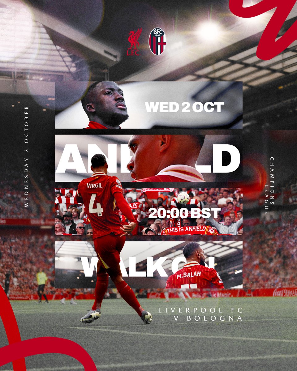 LFC's tweet photo. Champions League action returns to Anfield 🤩🔴

#WalkOn | #UCL https://t.co/y2b2T3UKhj
