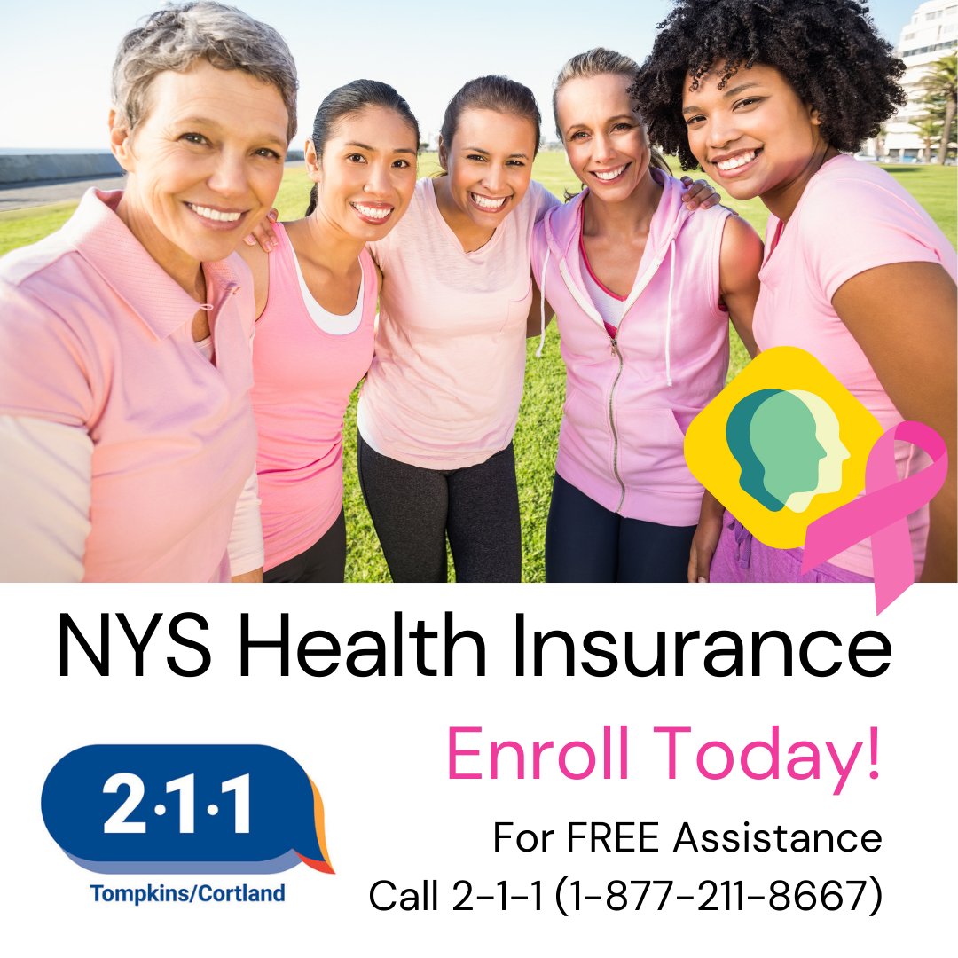 211Tomp_Cort's tweet photo. October is Breast Cancer Awareness month.  Ensure your health plan enrollment is updated and get that mammogram!

Our Health Insurance Navigators can help with Medicaid or other NYS Marketplace plans.  

Call 2-1-1 (1-877-211-8667) to check your enrollment status or make an appt. https://t.co/3vTGJeSnjR