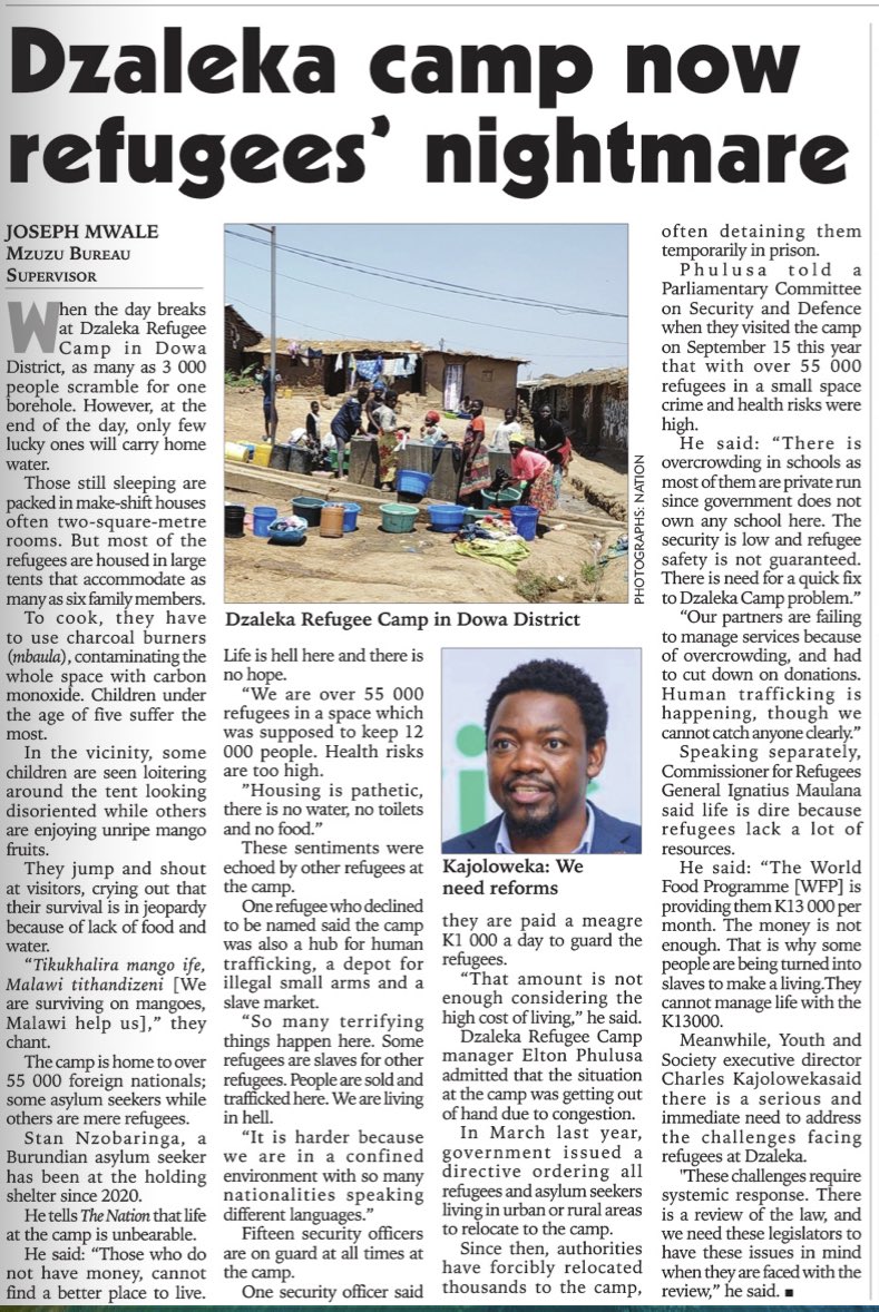 Joseph Mwale spotlights the devastating reality of refugee life inside the Dzaleka refugee camp. <a href="/YAS_Malawi/">Youth and Society (YAS)</a> <a href="/HumanRightsMW/">Malawi Human Rights Commission</a> <a href="/Welthungerhilfe/">Welthungerhilfe (WHH)</a>