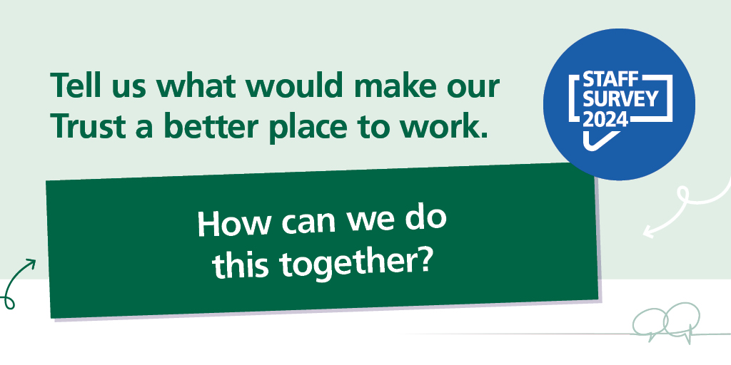 *GHT STAFF*
📣The NHS staff survey is open!  📣

We want to make our Trust a better place to work. How can we do this together?

Find more information, including details about how to complete the survey on the intranet.