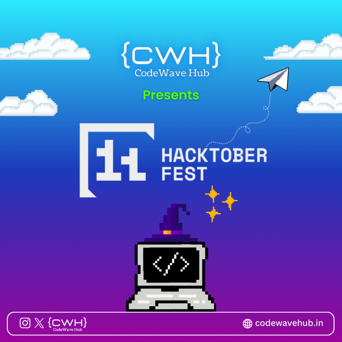 codewavehub's tweet image. October ❌ Hacktober ✅
•
CodeWave Hub brings Hacktoberfest back to the city. 
•
Contribute, learn &amp;amp; connect with open-source enthusiasts. 👾🤝🏼
•
Stay tuned for details! 👀✨
•
•
#Hacktoberfest #opensource #codewavehub #Hyderabad #LordsInstitute