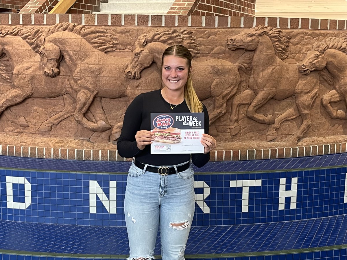 MNHSActivities's tweet photo. Congrats to Hayden Nelson! She is our Jersey Mike’s Player of the Week for her performance vs. Papio! @Hayden_Nelson17
⁦@MillardNorthHS⁩ ⁦@AaronBearinger⁩ ⁦@MNSoftball643⁩ https://t.co/6wELci3VfH