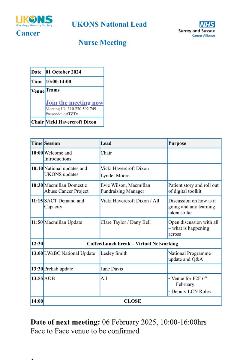 vjhavercroft's tweet image. Great @CancerLead meeting today Thank you to our presenters definitely, sparked conversation &amp;amp; food for thought especially around the Macmillan Domestic Abuse toolkit, PSFU &amp;amp; prehab @LesleyLesleys @Junedavis44 @claire_taylor22 @DaBell5 @macmillancancer #nurseleaders @UKONSmember