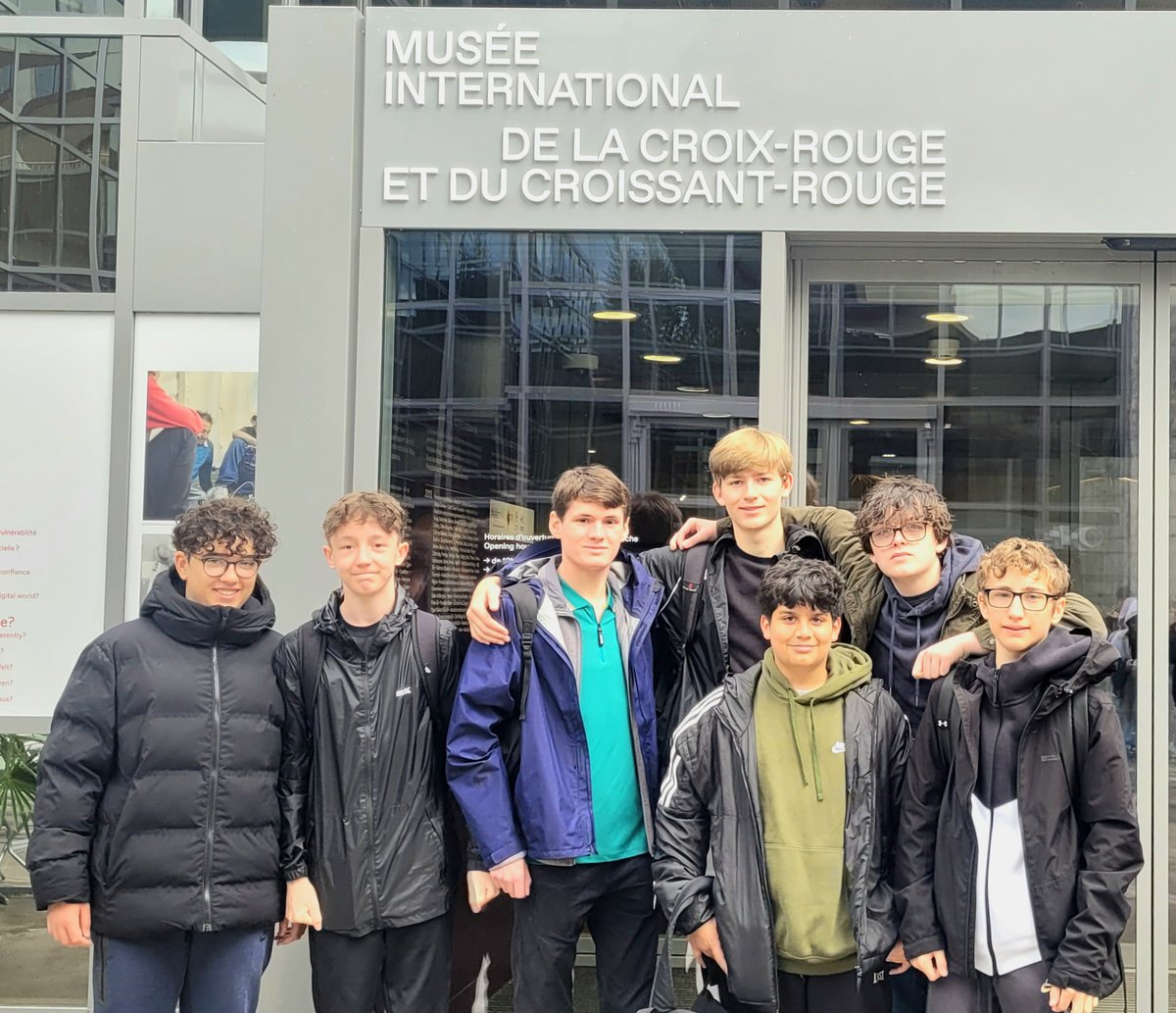 SaintNicksSch's tweet photo. An unforgettable few days for our pupils in Geneva! Their visit to the Red Cross and Red Crescent Museum was incredibly moving, filled with powerful first-hand accounts and exhibits. #StNicksYear11 impressed in the hurricane simulator, teaming up to save all lives. #StNicksTrips https://t.co/0dvzPxZ51q