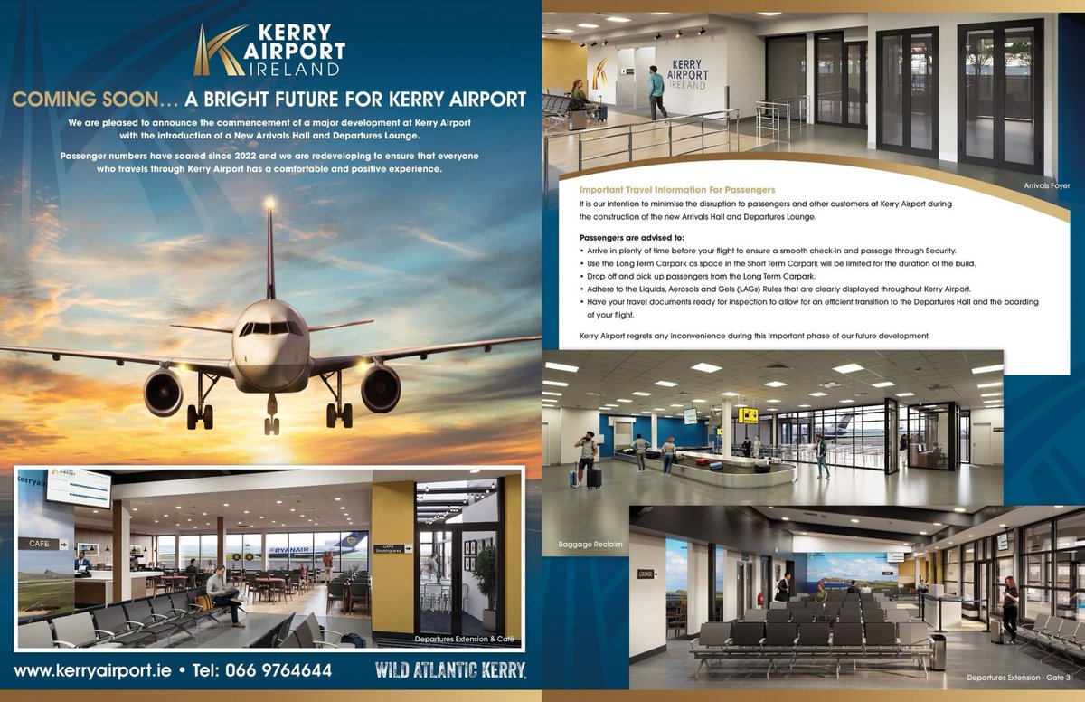 COMING SOON!! A Bright Future For Kerry Airport

We are pleased to announce the commencement of a major development at Kerry Airport with the introduction of a New Arrivals Hall and Departures Lounge. 

Click the link for important passenger information - kerryairport.ie/wp-content/upl…