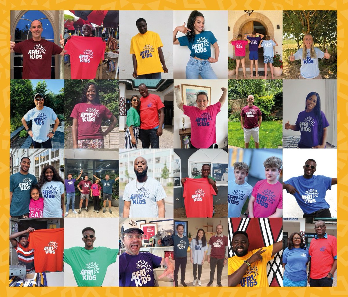 Look at all these smiling faces proudly wearing the new AfriKids brand! ❤️💚💜🧡💙

Thanks to all our wonderful ambassadors who champion locally-led change with AfriKids. Together we're on a mission to ensure the education of Africa’s next generation.

#LearnTodayLeadTomorrow