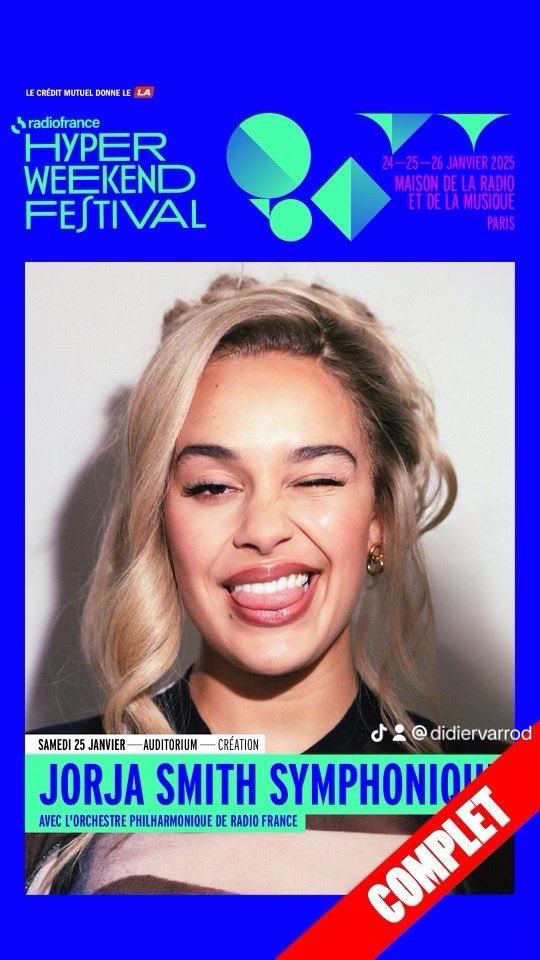 L’hyper enthousiasme de votre part sur la programmation <a href="/hyperweekendf/">Hyper Weekend Festival</a>  <a href="/radiofrance/">Radio France</a> nous honore tant ! Après <a href="/JorjaSmith/">Jorja Smith</a> c’est <a href="/chillygonzales/">Chilly Gonzales</a> qui à son tour affiche complet ! Merci à vous et hâte de vous annoncer la suite !rdv pour les autres créations hyperweekendfestival.fr