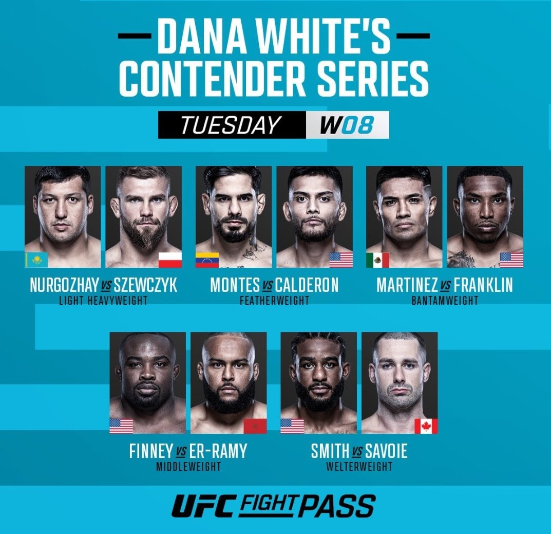 Está próxima madrugada de martes a miércoles tenemos el episodio número 8 del DWCS, donde Er-Ramy tiene la oportunidad de ganarse un contrato con la UFC, su pelea será en torno a las 02:30am

◾DWCS EP. 8
🕑02:00🇪🇦
📺MAX/UFC FIGHT PASS

#DWCS