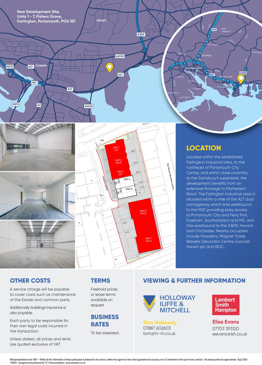 *** LAST 2 UNITS REMAINING (80% LET/SOLD) ***  - Only units 4 and 5 remain to let or for sale within this new build development site for 7 light industrial/warehouse. Check the details below and contact: tom@hi-m.co.uk