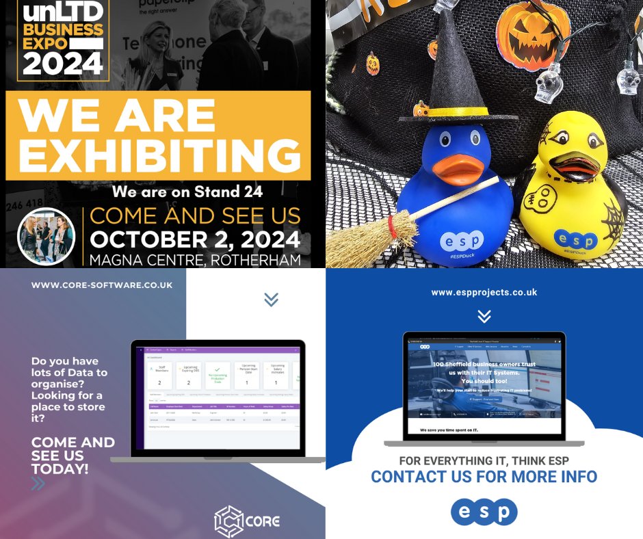 espduck's tweet image. 📣THE COUNTDOWN IS ON...There is less than 24 hours to go until the unLTD Business Expo at Magna in Rotherham. We are getting excited and just adding our final touches ready for tomorrow!
Come and say hello, we are on STAND 24!
See you there 😊
#espprojects #coresoftware