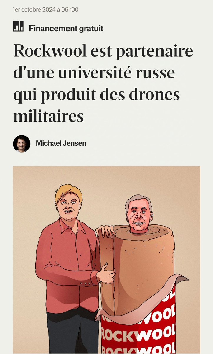 Mathieu MÉNARD (@mathieumenard02) on Twitter photo Je pose ça là : frihedsbrevet.dk/rockwool-er-sa…
Quoi de plus "normal" pour une boîte dont le nouveau CEO est un "seigneur de guerre" ?
<a href="/afpfr/">Agence France-Presse</a> <a href="/StopRockWool02/">Stop RockWool Soissons</a> <a href="/xavierbertrand/">Xavier Bertrand</a> <a href="/yannickjadot/">yannickjadot</a> <a href="/lessoulevements/">Les Soulèvements de la terre</a> <a href="/emmanuelmacron/">Emmanuel Macron</a> <a href="/AgnesRunacher/">Agnès Pannier-Runacher 🇫🇷🇪🇺</a> #stoprockwool #rockwool #toxicrockrool Je pose ça là : frihedsbrevet.dk/rockwool-er-sa…
Quoi de plus "normal" pour une boîte dont le nouveau CEO est un "seigneur de guerre" ?
<a href="/afpfr/">Agence France-Presse</a> <a href="/StopRockWool02/">Stop RockWool Soissons</a> <a href="/xavierbertrand/">Xavier Bertrand</a> <a href="/yannickjadot/">yannickjadot</a> <a href="/lessoulevements/">Les Soulèvements de la terre</a> <a href="/emmanuelmacron/">Emmanuel Macron</a> <a href="/AgnesRunacher/">Agnès Pannier-Runacher 🇫🇷🇪🇺</a> #stoprockwool #rockwool #toxicrockrool