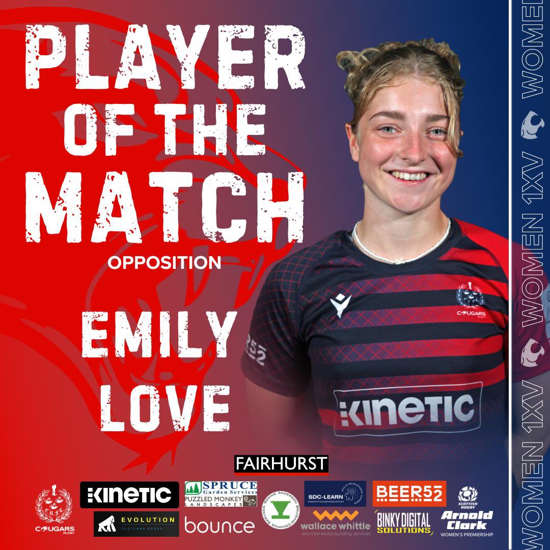 Results from a tough game at the weekend, cougars coming away with a great win!  6/6🤪. Big shout out to these two for their performances! #corstorphinecougarswomen #womensrugby #rednblue❤️💙