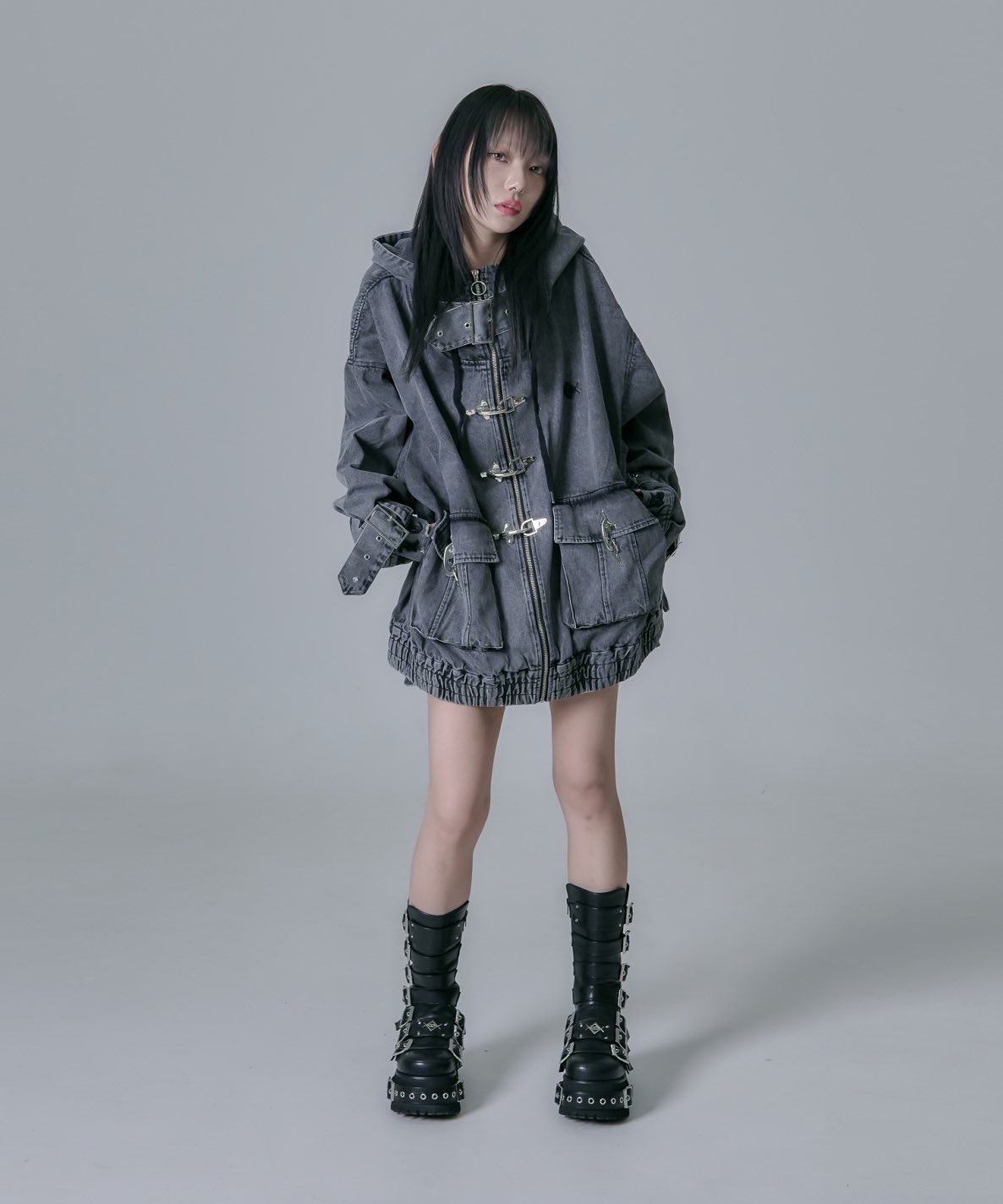 REFLEM レムレ厶 弾丸ベルト付きフリルスカートグレー REFLEM スカート