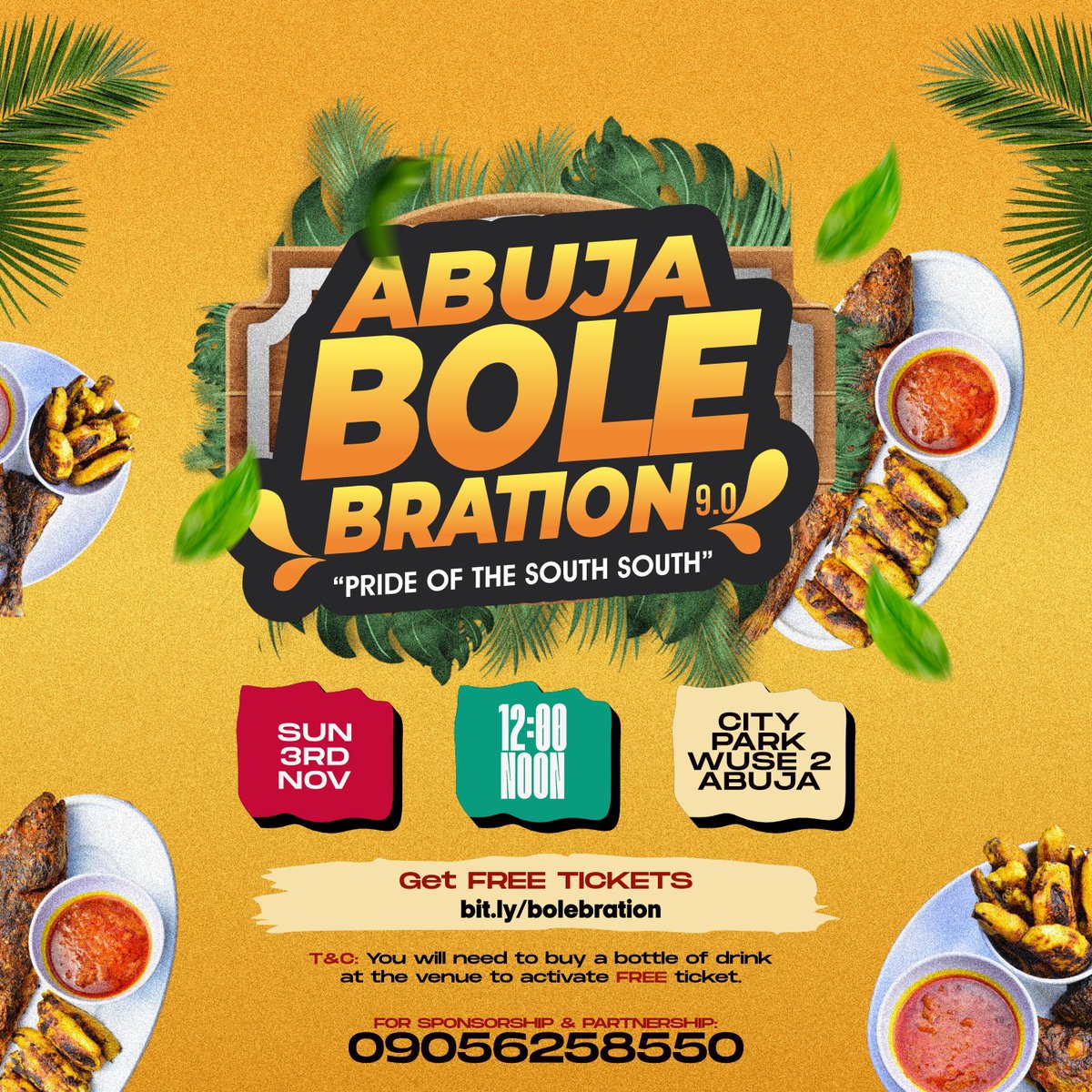 BOLEbration's tweet photo. Get FREE Tickets to Abuja Bolebration 9.0

🎟️ https://t.co/Qlu9Xts9LM

3rd November, we will be having a time of our lives.
Limited tickets available. Hurry now and Cop yours!

#Bolebration https://t.co/LruSBS6A09